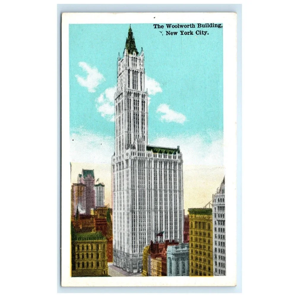VTG Postcard New York‎ City NY City Woolworth Building Manhattan 1930s Unposted